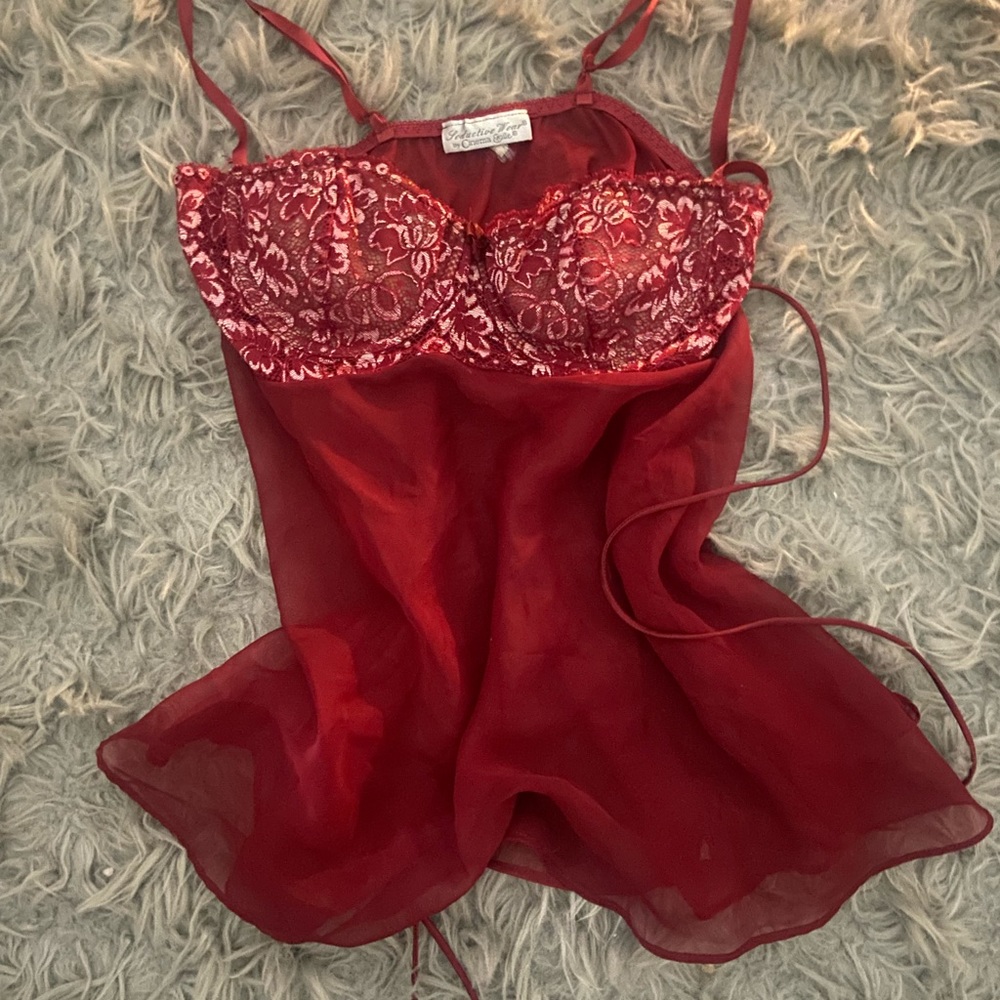 Vintage burgundy embroidered babydoll slip dress💋💋
